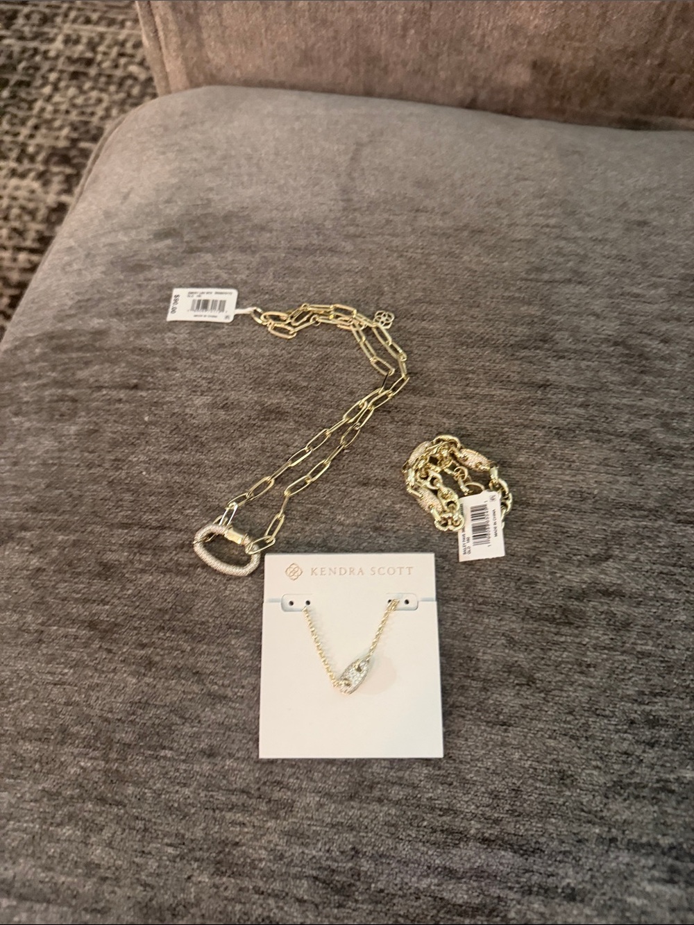 Kendra Scott Gold Chain Necklace and Bracelet Set with Clear Accents